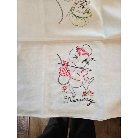 Embroidered tea towels day of the week 7 total - Picture 4 of 10